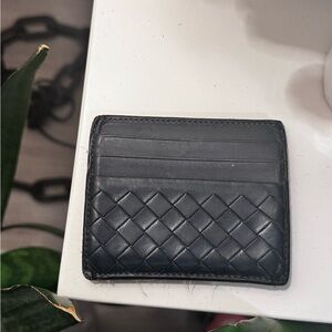 Bottega Veneta Intrecciato Credit Card Case in navy